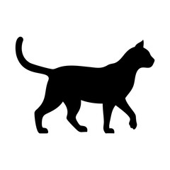 Black cat silhouette vector illustration walking side view feline domestic animal pet design graphic