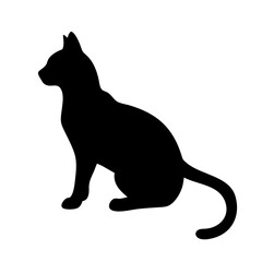 Black cat silhouette vector illustration domestic animal feline pet kitten kitty design graphic art