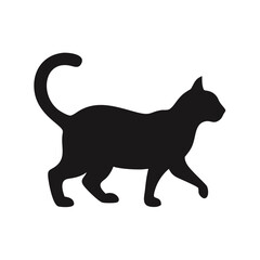 Black cat silhouette vector illustration walking pet animal domestic feline design clip art image graphic
