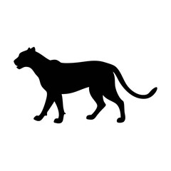 Black panther silhouette vector illustration of walking cat feline predator animal design graphic