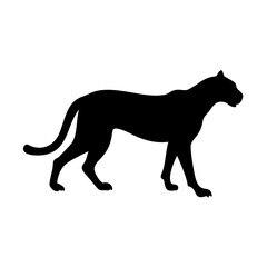 Black panther silhouette vector illustration of walking wildcat predatory animal design art, etc