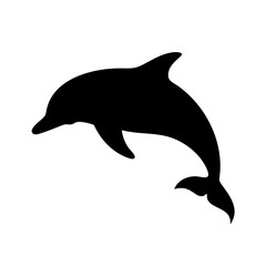 Isolated black dolphin silhouette vector graphic design for ocean life and marine animals art projects