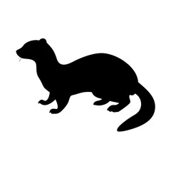 Ferret silhouette vector art illustration of a weasel animal pet mammal wildlife design graphic