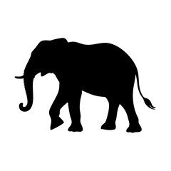 Black elephant silhouette vector illustration african wildlife animal graphic design template isolated
