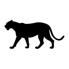 Black panther silhouette vector illustration of a walking wild cat animal design graphic art
