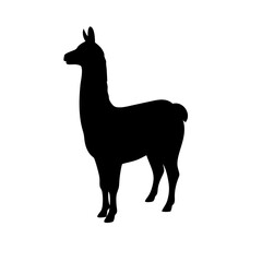 Llama silhouette vector image of south american mammal alpaca guanaco vicuña for design projects