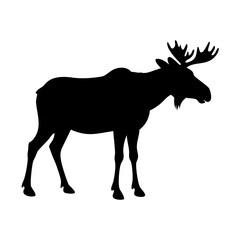 Moose silhouette vector graphic image of wild animal with antlers wildlife illustration design