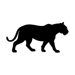 Black panther silhouette vector illustration walking jaguar animal feline predator design graphic isolated
