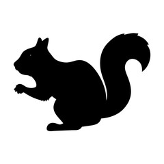 Silhouette vector graphic of a squirrel animal rodent with bushy tail illustration image