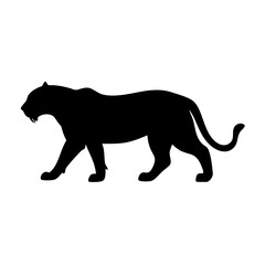 Black tiger silhouette vector illustration for wildlife animal design and graphic art projects