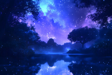 Fototapeta premium Whispering Twilight: Embracing the Enchantment Beneath an Indigo Sky