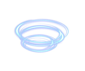 Naklejka premium abstract light effect with rotating rays, stripes, swirl motion PNG. Bright, futuristic light trail with swirling blue neon waves, glowing swirl PNG, sparkling energy.