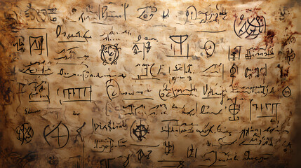 Obraz premium Ancient parchment texture. ai generated illustration. Arcane Calligraphy. Illustration