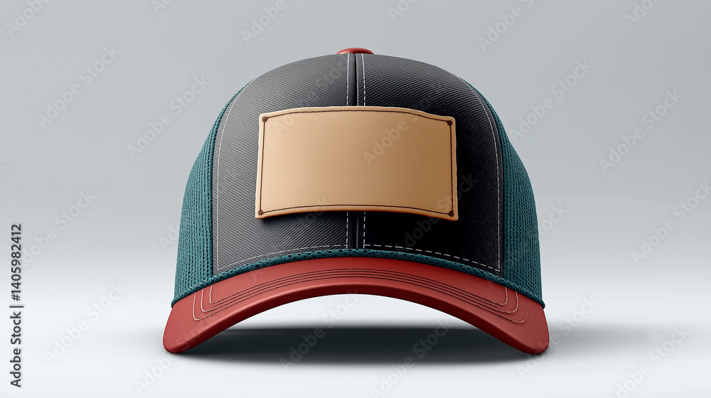Poster Trucker cap displaying a blank customizable patch for your design