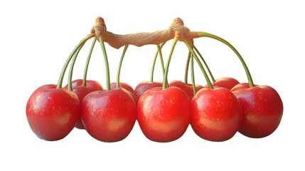 A cluster of fresh ripe cherries with vibrant red color and glossy texture perfect for culina