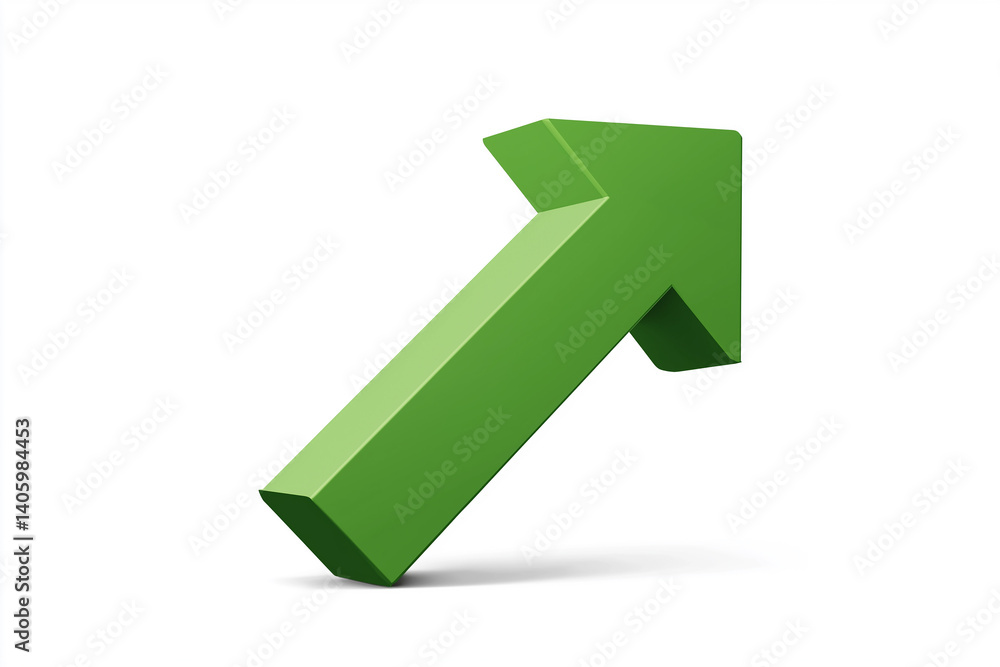 Poster green 3d arrow pointing up representing growth and success