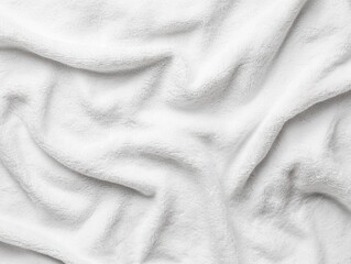 Fototapeta premium A soft, textured white blanket draped in waves, evoking comfort and warmth in its gentle folds.