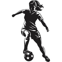 Naklejka premium Comic book style female soccer silhouette vector illustration