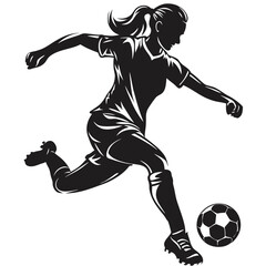 Naklejka premium Comic book style female soccer silhouette vector illustration