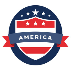 American Style Circular Shield with Stars vector illustration on white background