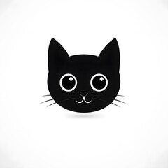 Cute cat head vector icon, cartoon silhouette logo stock illustration
