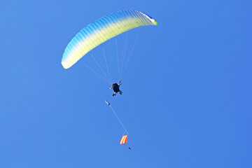 Paraglider releasing from a winch launch
