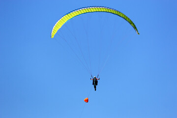 Paraglider being towed by a winch	