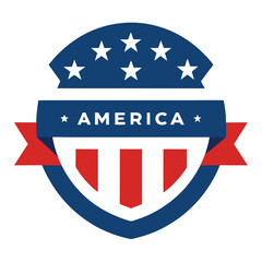 American Style Circular Shield with Stars vector illustration on white background