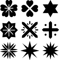 Obraz premium Collection of Simple Black and White Geometric Shapes icons