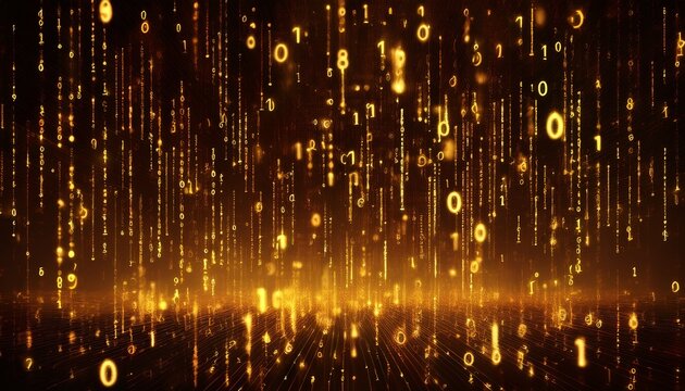 abstract digital binary code, computer matrix data falling numbers concept background, graphic resource