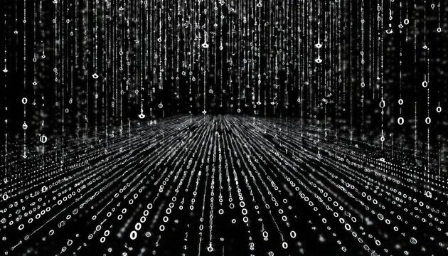abstract digital binary code, computer matrix data falling numbers concept background, graphic resource