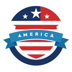 American Style Circular Shield with Stars vector illustration on white background