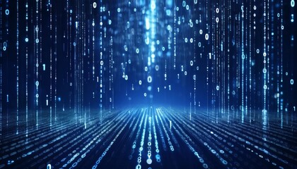 abstract digital binary code, computer matrix data falling numbers concept background, graphic resource
