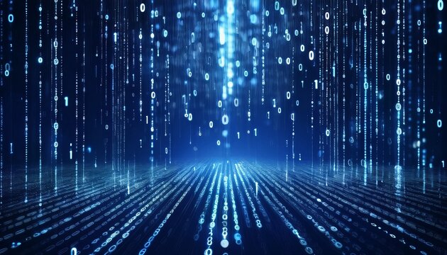 abstract digital binary code, computer matrix data falling numbers concept background, graphic resource