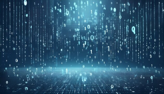 abstract digital binary code, computer matrix data falling numbers concept background, graphic resource
