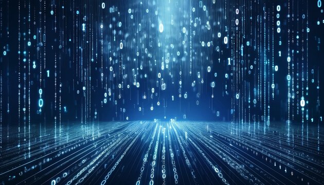 abstract digital binary code, computer matrix data falling numbers concept background, graphic resource