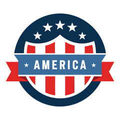 American Style Circular Shield with Stars vector illustration on white background