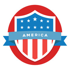 American Style Circular Shield with Stars vector illustration on white background