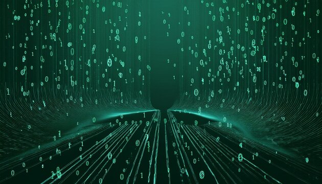 abstract digital binary code, computer matrix data falling numbers concept background, graphic resource