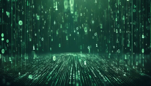abstract digital binary code, computer matrix data falling numbers concept background, graphic resource
