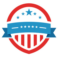 American Style Circular Shield with Stars vector illustration on white background