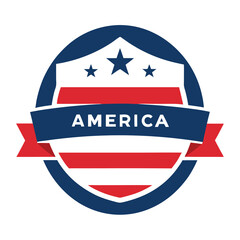 American Style Circular Shield with Stars vector illustration on white background
