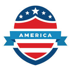 American Style Circular Shield with Stars vector illustration on white background