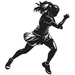 Obraz premium Dynamic brush stroke style silhouette of female player