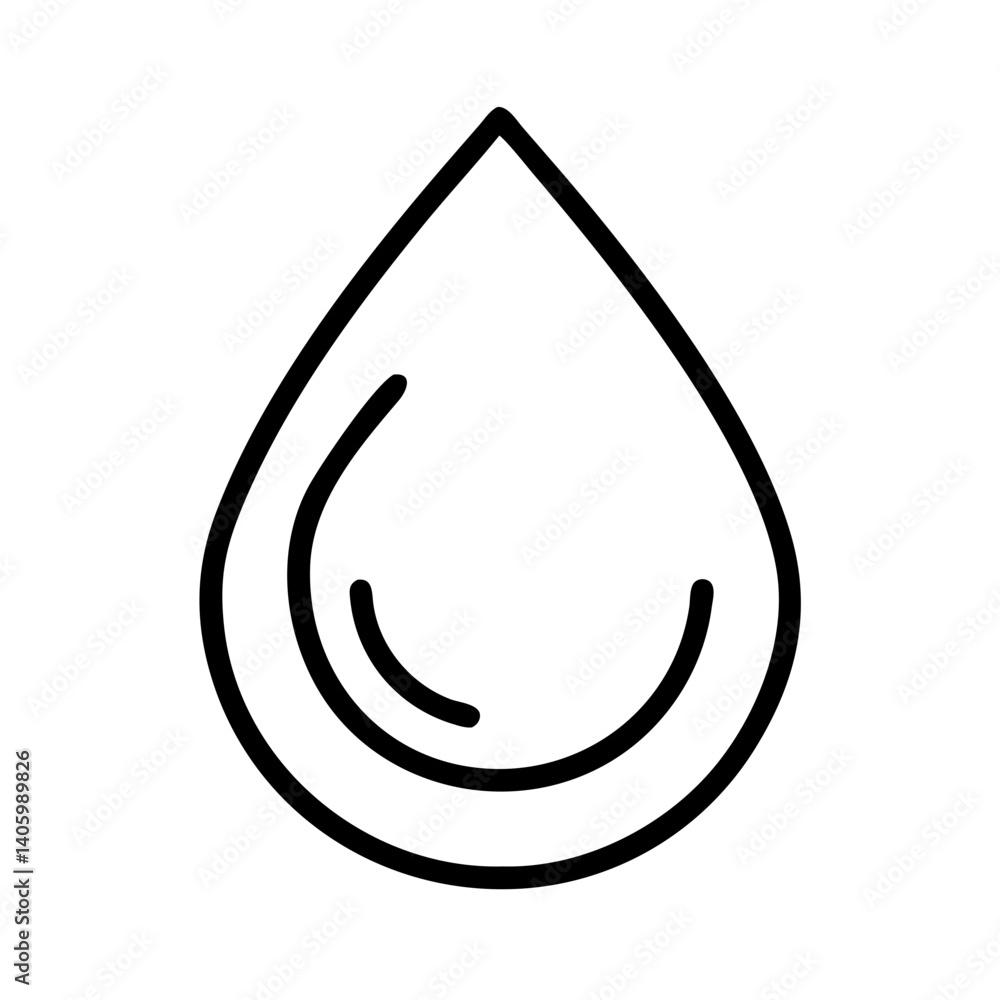 Poster vector graphic of a water drop icon with inner curve line simple design for download and use in proj