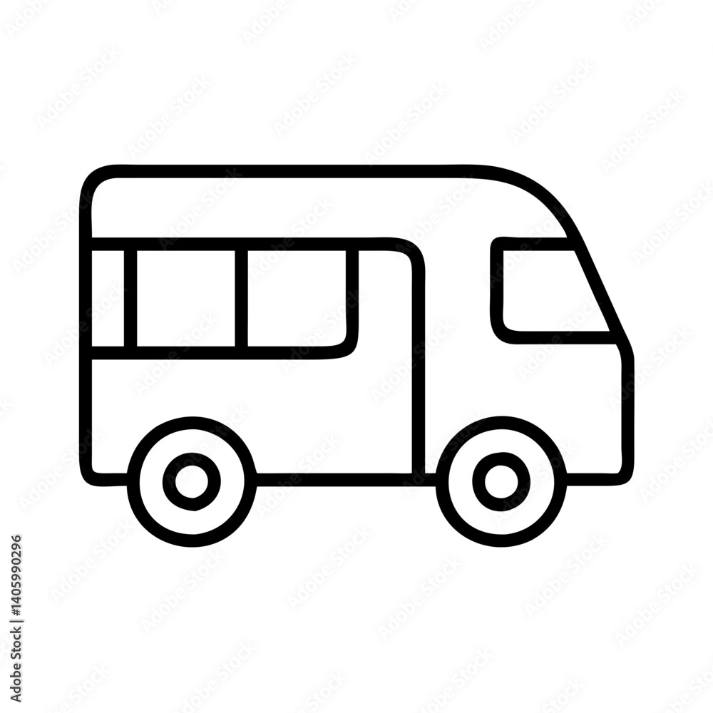 Aufkleber outline vector drawing of a van for transportation design and travel related graphics and icons use