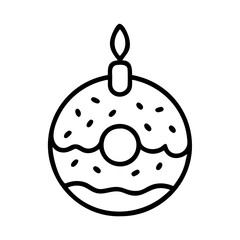 Donut with candle vector illustration for birthday celebration dessert icon design element