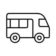 Outline vector drawing of a van for transportation design and travel related graphics and icons use