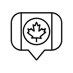Canada flag icon maple leaf in speech bubble vector illustration for canadian symbol design element
