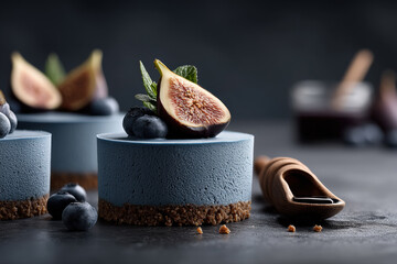 Elegant Blueberry Fig Dessert with Chocolate Crust 